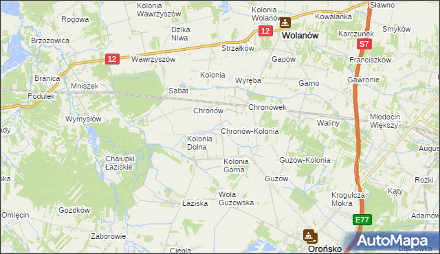 mapa Chronów-Kolonia, Chronów-Kolonia na mapie Targeo