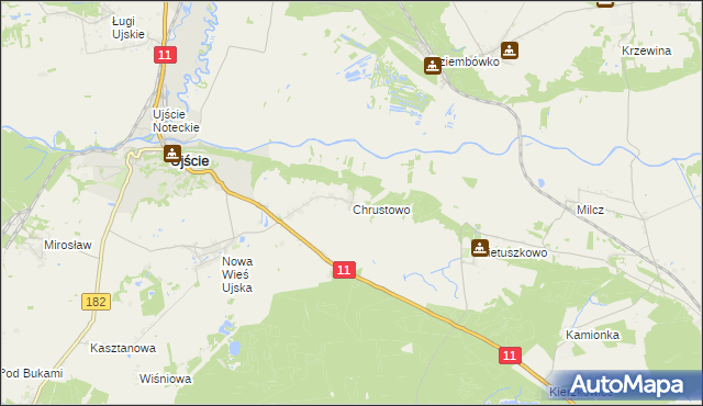 mapa Chrustowo gmina Ujście, Chrustowo gmina Ujście na mapie Targeo
