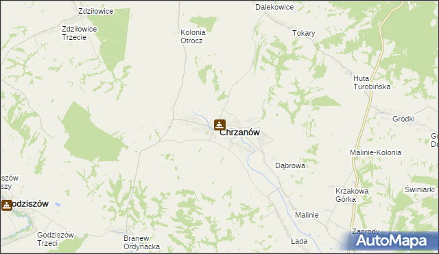 mapa Chrzanów powiat janowski, Chrzanów powiat janowski na mapie Targeo