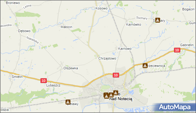 mapa Chrząstowo gmina Nakło nad Notecią, Chrząstowo gmina Nakło nad Notecią na mapie Targeo