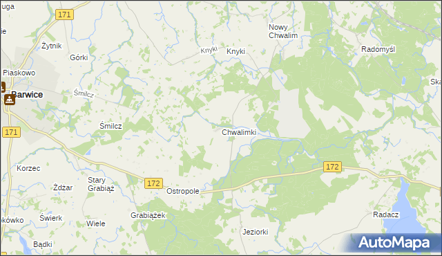 mapa Chwalimki, Chwalimki na mapie Targeo