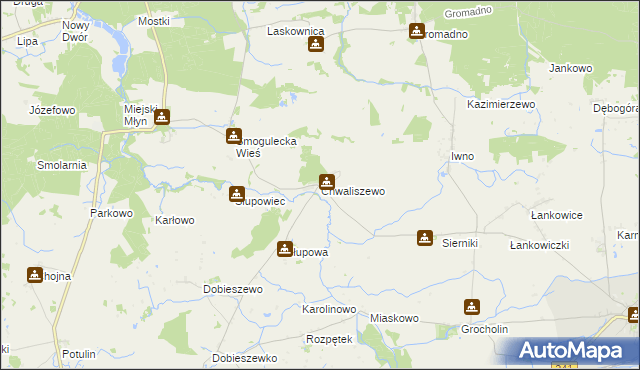 mapa Chwaliszewo gmina Kcynia, Chwaliszewo gmina Kcynia na mapie Targeo