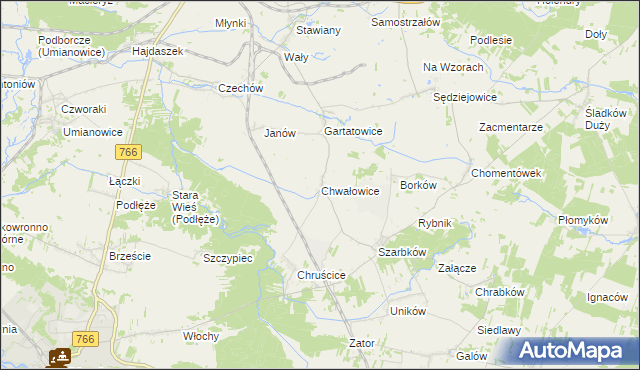 mapa Chwałowice gmina Pińczów, Chwałowice gmina Pińczów na mapie Targeo