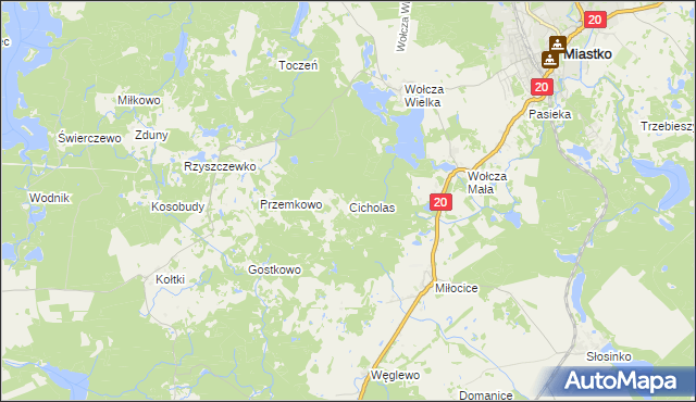 mapa Cicholas, Cicholas na mapie Targeo