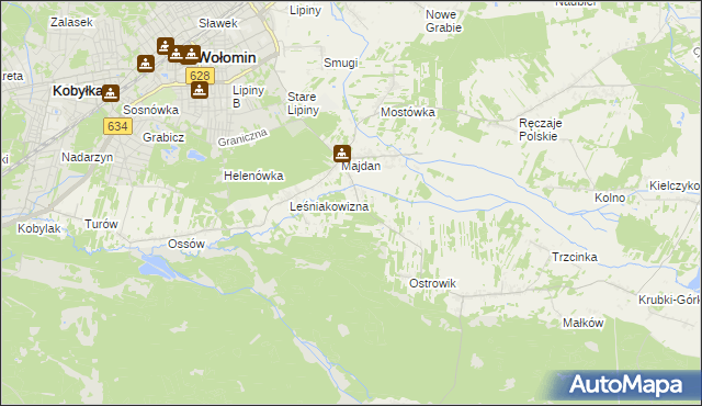 mapa Cięciwa gmina Wołomin, Cięciwa gmina Wołomin na mapie Targeo