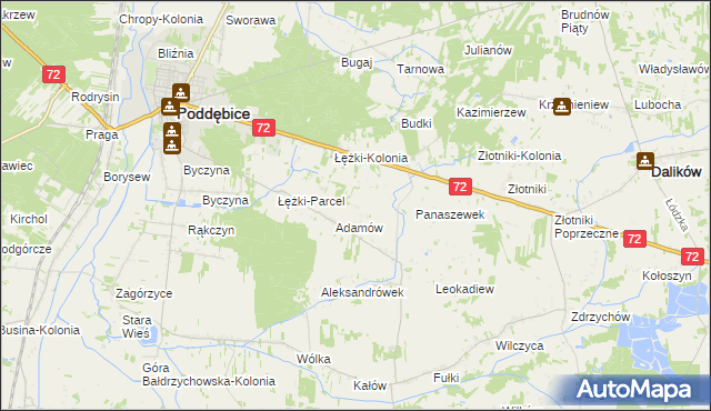 mapa Ciężków gmina Poddębice, Ciężków gmina Poddębice na mapie Targeo