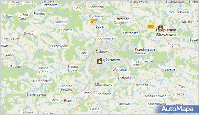 mapa Ciężkowice powiat tarnowski, Ciężkowice powiat tarnowski na mapie Targeo