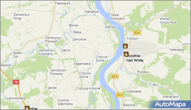 mapa Ciszyca Dolna, Ciszyca Dolna na mapie Targeo