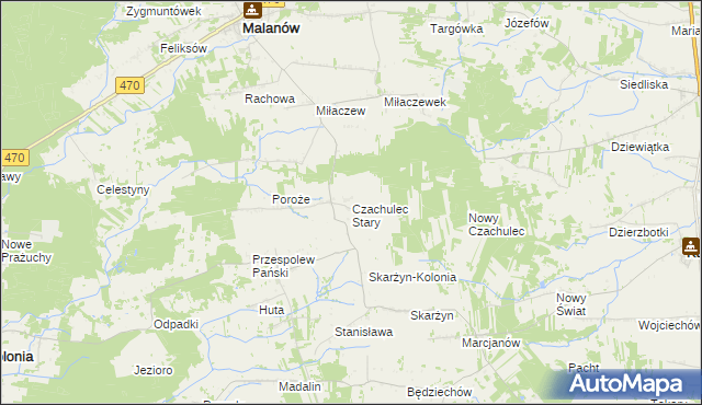 mapa Czachulec Stary, Czachulec Stary na mapie Targeo