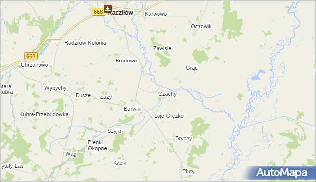 mapa Czachy gmina Radziłów, Czachy gmina Radziłów na mapie Targeo