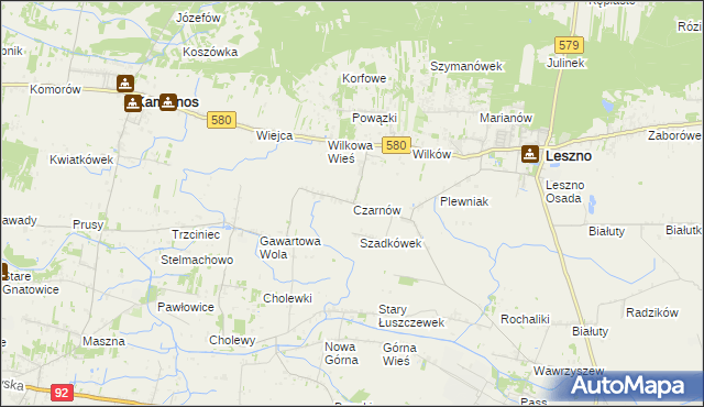 mapa Czarnów gmina Leszno, Czarnów gmina Leszno na mapie Targeo