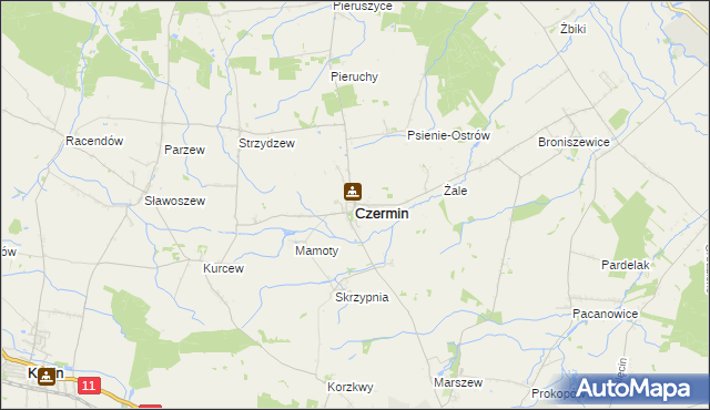 mapa Czermin powiat pleszewski, Czermin powiat pleszewski na mapie Targeo