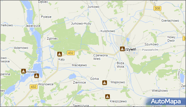 mapa Czerwona Wieś, Czerwona Wieś na mapie Targeo