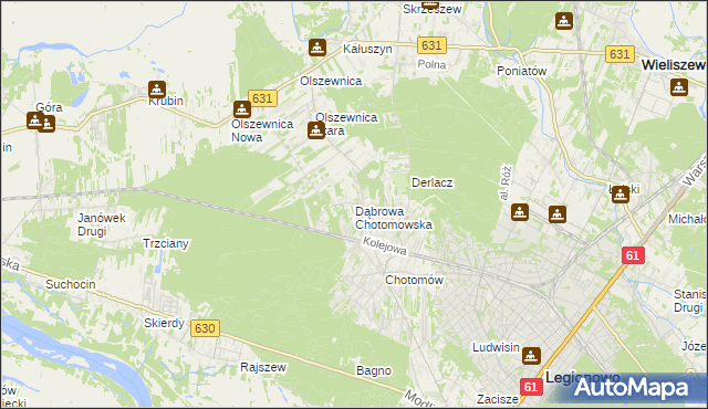 mapa Dąbrowa Chotomowska, Dąbrowa Chotomowska na mapie Targeo