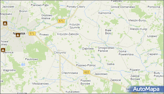 mapa Dąbrowa gmina Nasielsk, Dąbrowa gmina Nasielsk na mapie Targeo