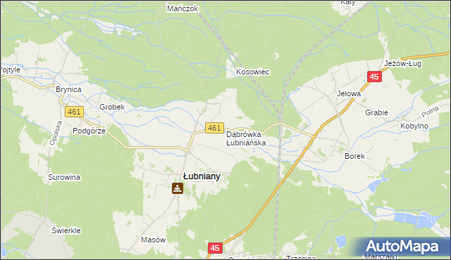 mapa Dąbrówka Łubniańska, Dąbrówka Łubniańska na mapie Targeo