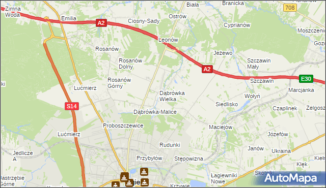 mapa Dąbrówka-Strumiany, Dąbrówka-Strumiany na mapie Targeo