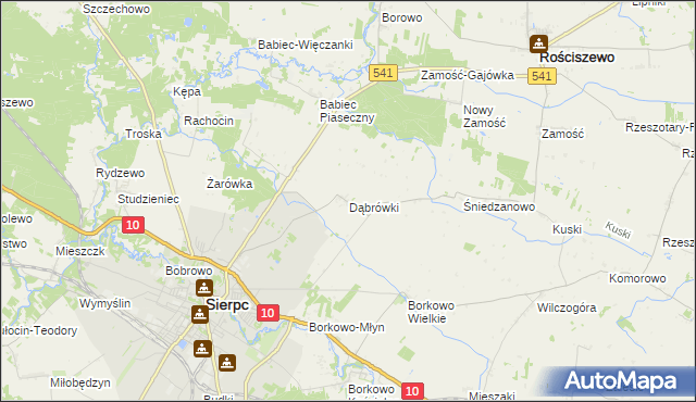 mapa Dąbrówki gmina Sierpc, Dąbrówki gmina Sierpc na mapie Targeo