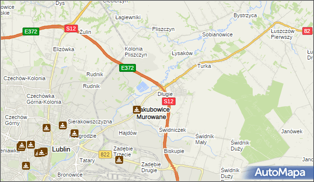 mapa Długie gmina Wólka, Długie gmina Wólka na mapie Targeo