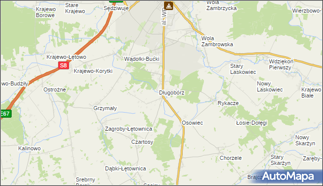 mapa Długobórz Drugi, Długobórz Drugi na mapie Targeo