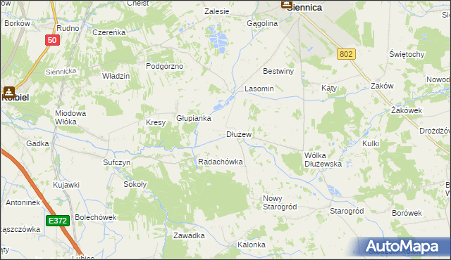 mapa Dłużew, Dłużew na mapie Targeo