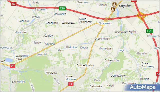 mapa Dobra gmina Stryków, Dobra gmina Stryków na mapie Targeo