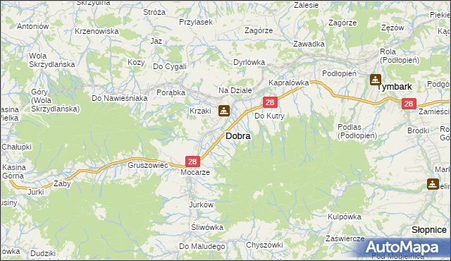 mapa Dobra powiat limanowski, Dobra powiat limanowski na mapie Targeo