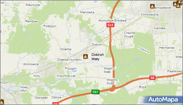 mapa Dobroń Mały, Dobroń Mały na mapie Targeo