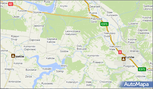 mapa Doły Biskupie, Doły Biskupie na mapie Targeo