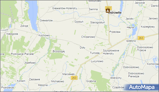 mapa Doły gmina Ostrowite, Doły gmina Ostrowite na mapie Targeo