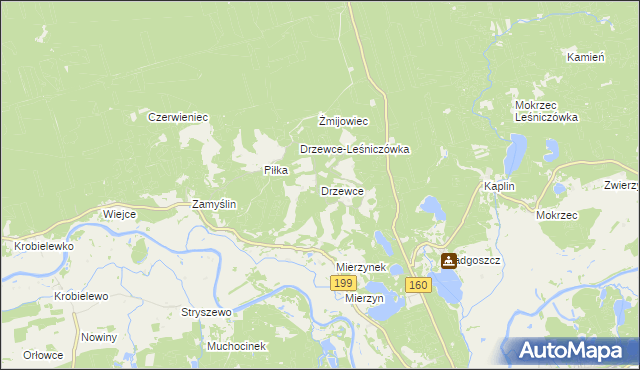 mapa Drzewce gmina Międzychód, Drzewce gmina Międzychód na mapie Targeo