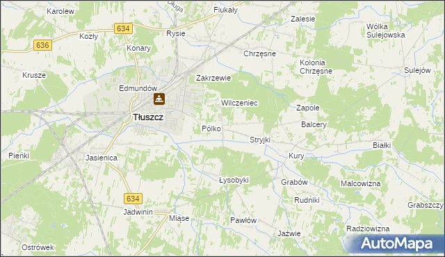mapa Dzięcioły gmina Tłuszcz, Dzięcioły gmina Tłuszcz na mapie Targeo