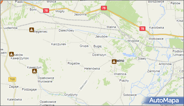 mapa Dzierszyn, Dzierszyn na mapie Targeo