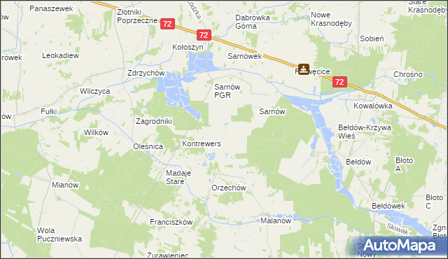 mapa Dzierżanów gmina Dalików, Dzierżanów gmina Dalików na mapie Targeo