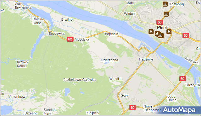 mapa Dzierzązna gmina Nowy Duninów, Dzierzązna gmina Nowy Duninów na mapie Targeo