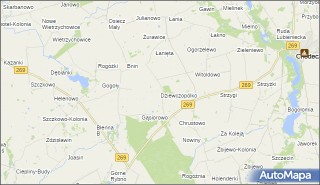 mapa Dziewczopólko, Dziewczopólko na mapie Targeo