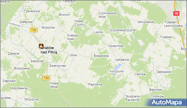 mapa Edwardów gmina Grabów nad Pilicą, Edwardów gmina Grabów nad Pilicą na mapie Targeo