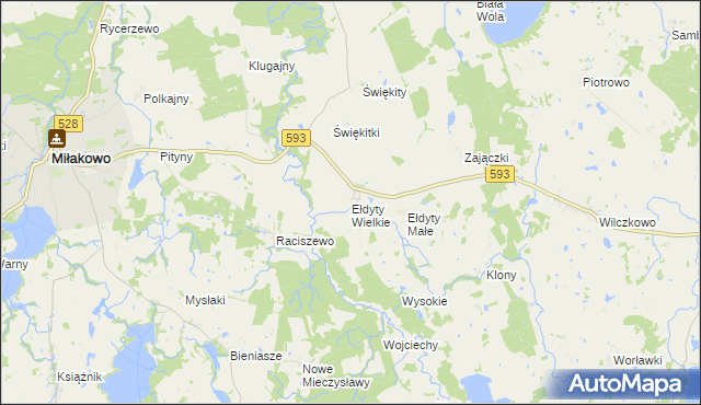 mapa Ełdyty Wielkie, Ełdyty Wielkie na mapie Targeo
