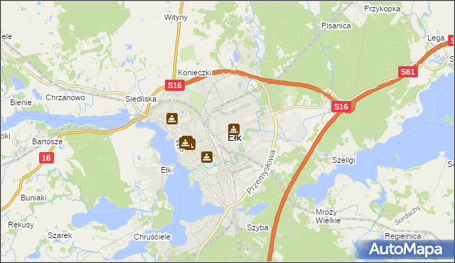 mapa Ełku, Ełk na mapie Targeo
