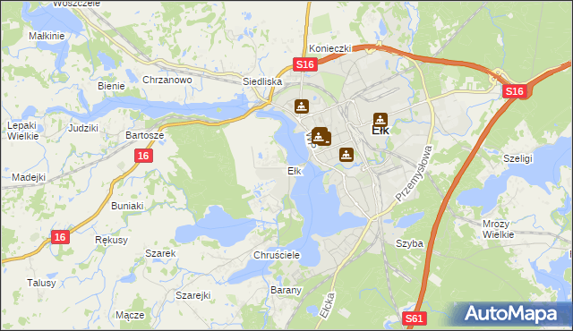 mapa Ełk powiat ełcki, Ełk powiat ełcki na mapie Targeo