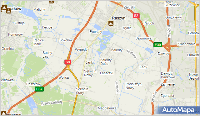 mapa Falenty Duże, Falenty Duże na mapie Targeo