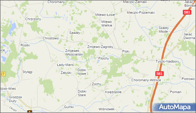mapa Filochy, Filochy na mapie Targeo