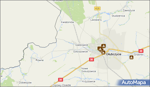 mapa Gadzowice, Gadzowice na mapie Targeo