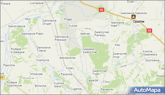 mapa Gajówka Zwierzyniec, Gajówka Zwierzyniec na mapie Targeo