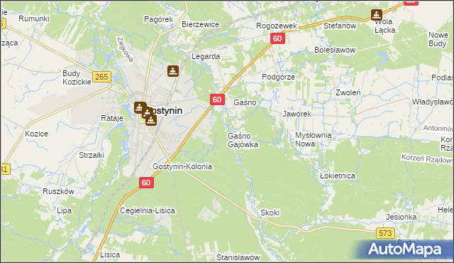 mapa Gaśno Gajówka, Gaśno Gajówka na mapie Targeo