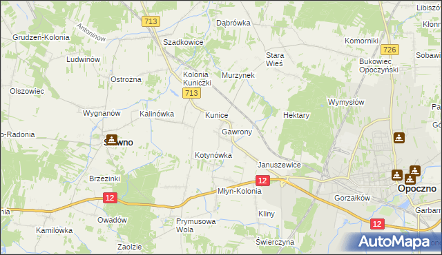 mapa Gawrony gmina Sławno, Gawrony gmina Sławno na mapie Targeo