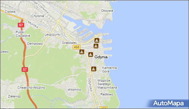 mapa Gdyni, Gdynia na mapie Targeo