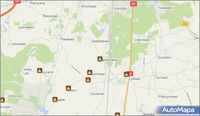 mapa Gębarzewo gmina Czerniejewo, Gębarzewo gmina Czerniejewo na mapie Targeo