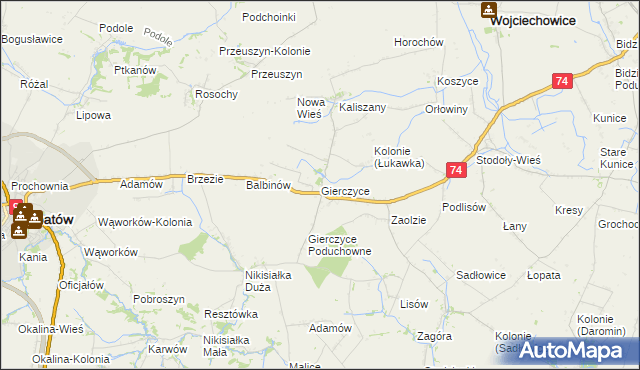mapa Gierczyce gmina Wojciechowice, Gierczyce gmina Wojciechowice na mapie Targeo