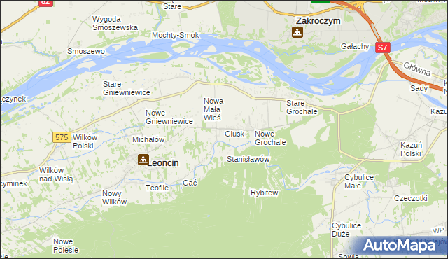 mapa Głusk gmina Leoncin, Głusk gmina Leoncin na mapie Targeo